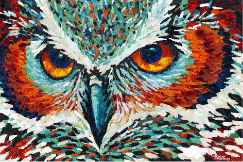 Textured Midnight Owl de Carolee Vitaletti, Pintura a la venta en Singulart