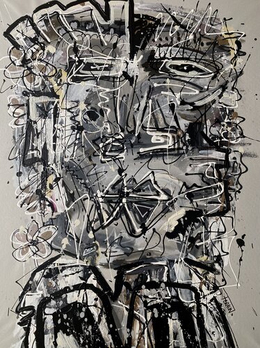 Face in grey by Fabian Braun, Painting for Sale on Singulart