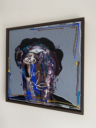 Distorted Greyblue by Fabian Braun, Painting for Sale on Singulart