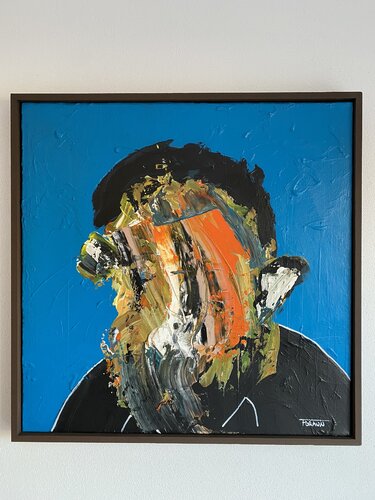 Distorted Cerulean Blue by Fabian Braun, Painting for Sale on Singulart