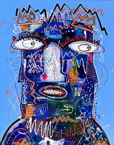 Blue Moai van Fabian Braun, Schilderij te koop op Singulart