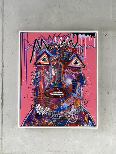 Pink Moai van Fabian Braun, Schilderij te koop op Singulart
