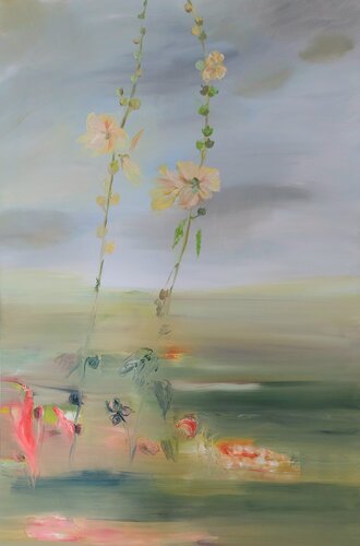 2012/08/13 (die letzten Stockrosen) van Maritta Weber, Schilderij te koop op Singulart