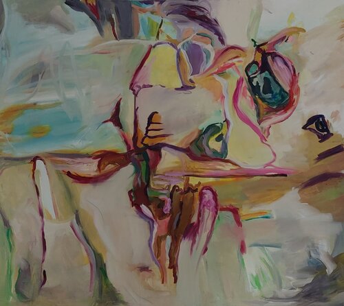 2025/04/16 -  look at this crazy world di Maritta Weber, Pittura in vendita su Singulart