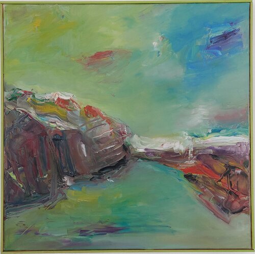 2026/02/19 Grüne Landschaft van Maritta Weber, Schilderij te koop op Singulart