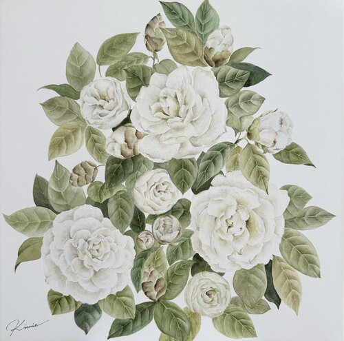 White Camellias van Kimie Hanamura, Werk op papier te koop op Singulart