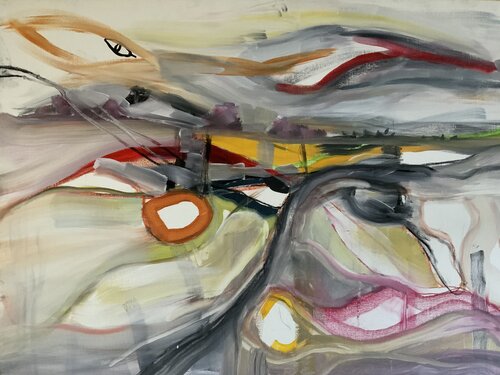 Étude de paysage d’architecture de femme 2. van Yan Santelli, Schilderij te koop op Singulart