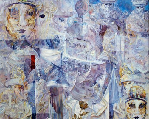 Venice - white di Elmar J Kuhnert, Pittura in vendita su Singulart