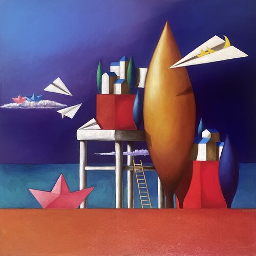 Giochi tra cielo e terra di Maria Carmen Salis, Pittura in vendita su Singulart