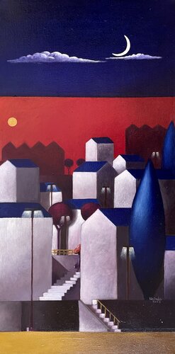Rientro a casa (serie Città immaginarie) di Maria Carmen Salis, Pittura in vendita su Singulart
