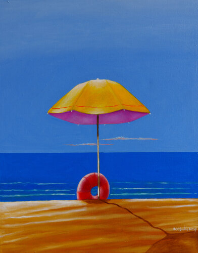 I due solitari in riva al mare di Maria Carmen Salis, Pittura in vendita su Singulart