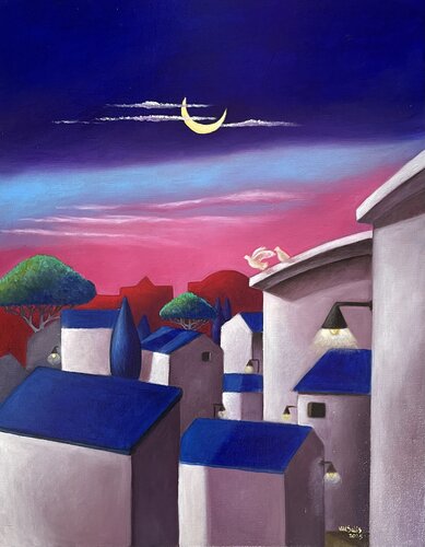 Alle prime luci della notte di Maria Carmen Salis, Pittura in vendita su Singulart