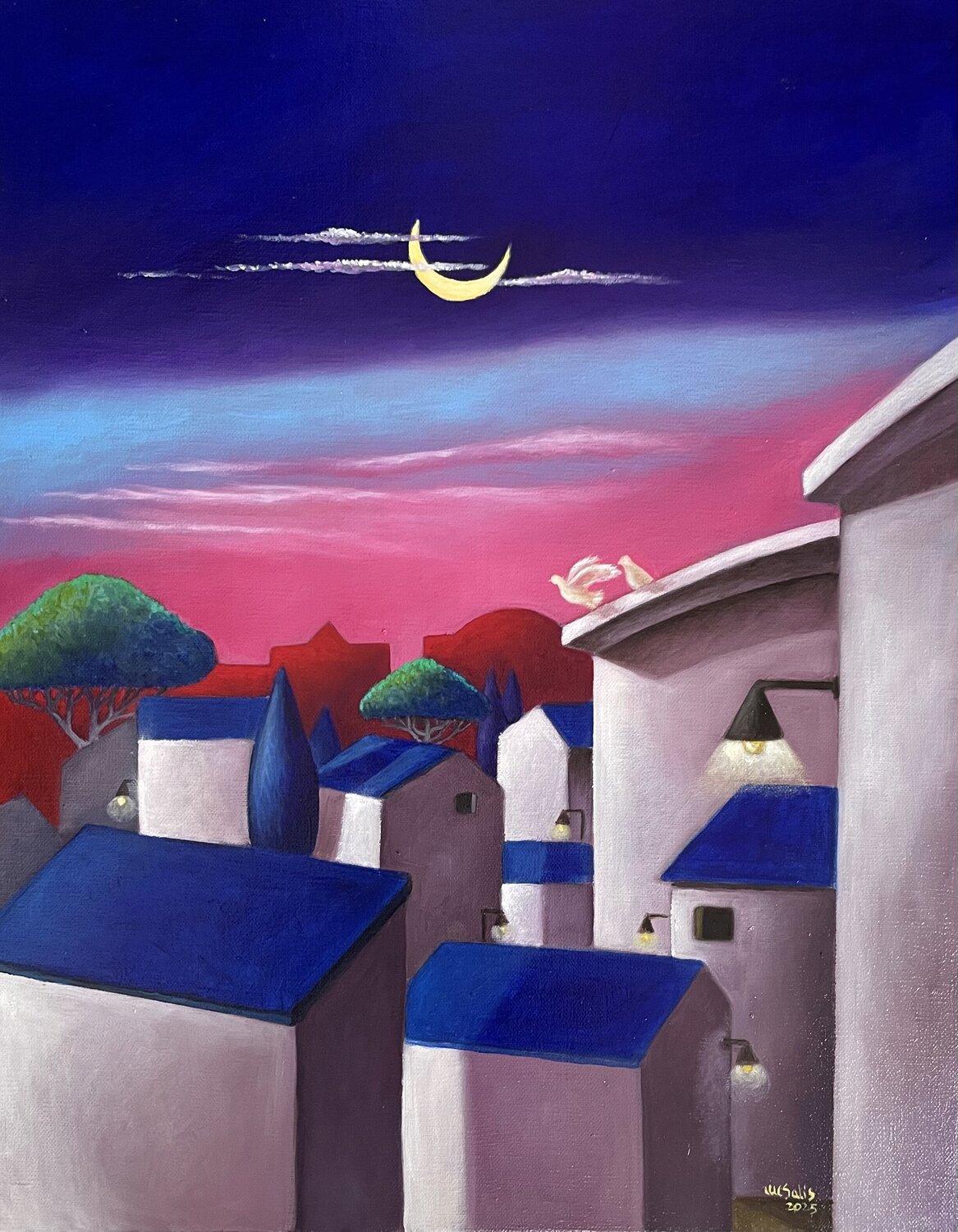 Alle prime luci della notte Maria Carmen Salis Originalgemälde zu verkaufen
