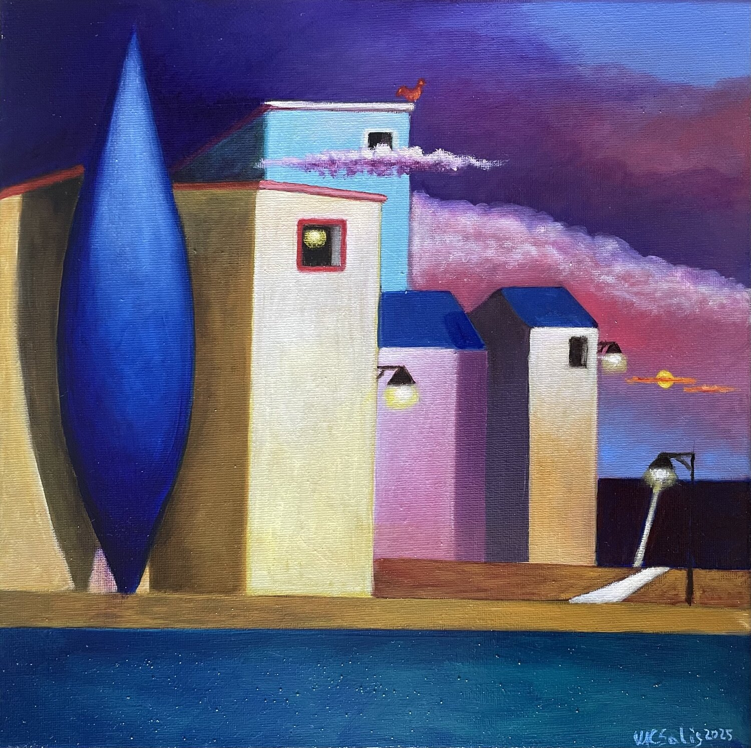 Lanscape, al canto del gallo n.2 Maria Carmen Salis Originalgemälde zu verkaufen