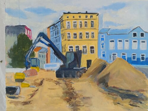 Stadtansicht (Baustelle) van Andreas Reis, Schilderij te koop op Singulart