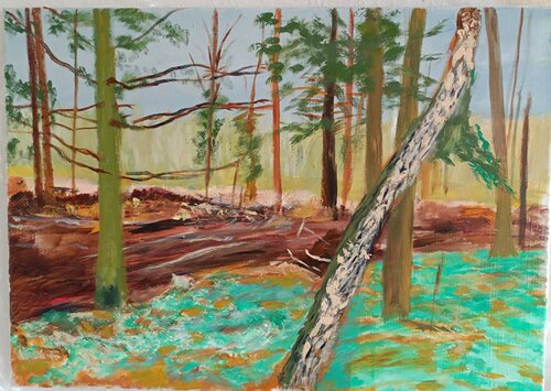 Wald mit Baumkrüppeln de Andreas Reis, Pintura a la venta en Singulart