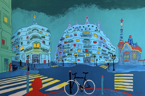 Barcelona, la noche van Pedro Pasquin, Schilderij te koop op Singulart