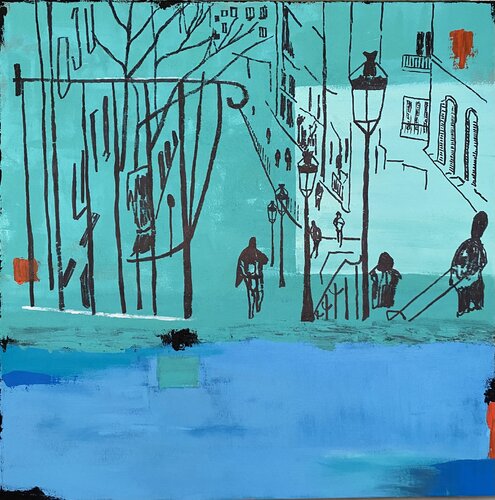 Walkers in Paris van Pedro Pasquin, Schilderij te koop op Singulart
