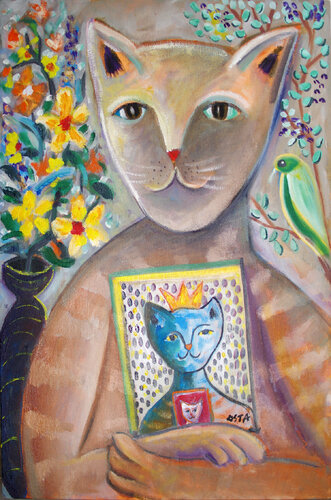 Cat Family Tree di Andrew Osta, Pittura in vendita su Singulart