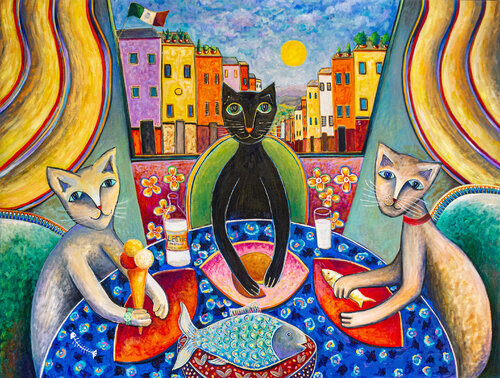 San Miguel Cats di Andrew Osta, Pittura in vendita su Singulart