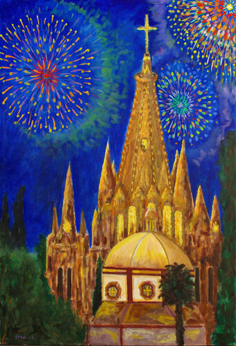 San Miguel Fireworks di Andrew Osta, Pittura in vendita su Singulart