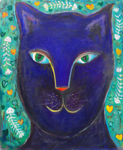 The Blue Cat di Andrew Osta, Pittura in vendita su Singulart