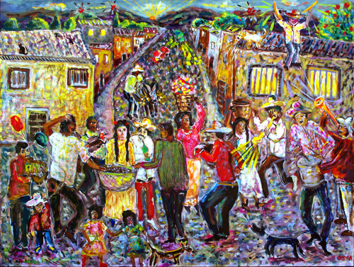 Juanito's Baptism di Andrew Osta, Pittura in vendita su Singulart