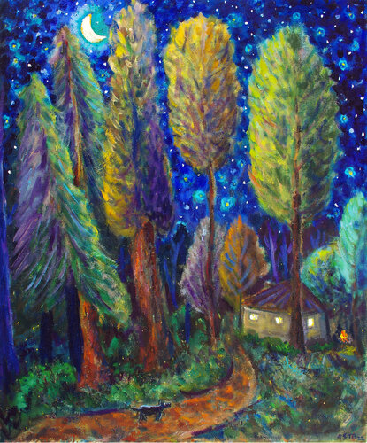 Starry Night with Fireflies di Andrew Osta, Pittura in vendita su Singulart