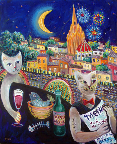 At the Restaurant di Andrew Osta, Pittura in vendita su Singulart