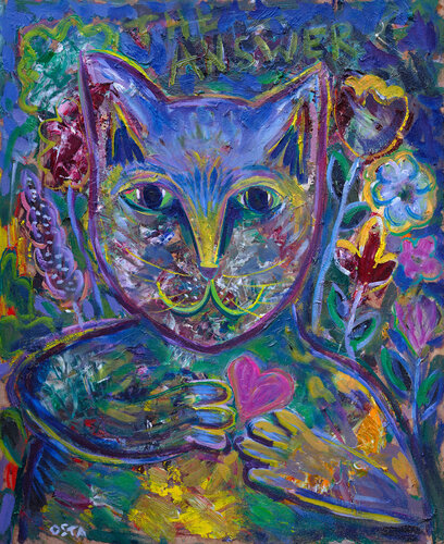 Cat with Heart di Andrew Osta, Pittura in vendita su Singulart