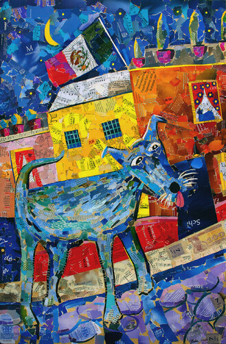 Blue Dog Collage by Andrew Osta, Print for Sale on Singulart