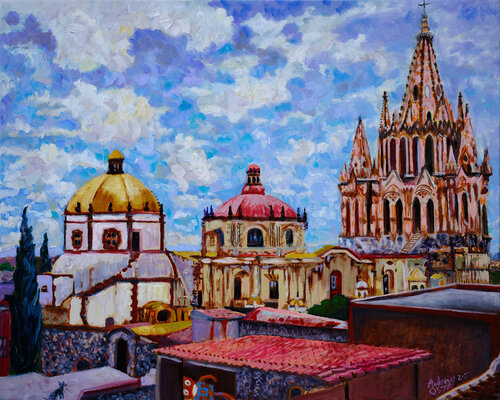 Sollano Street with Cuadrante, San Miguel de Allende by Andrew Osta, Painting for Sale on Singulart