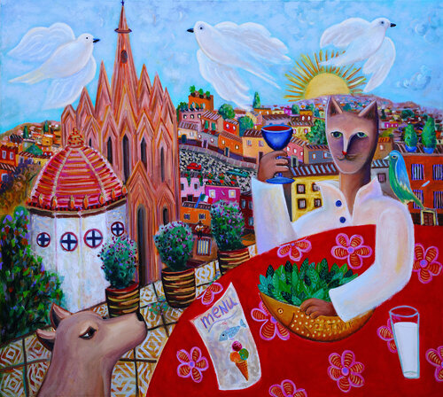 Catnip and Wine di Andrew Osta, Pittura in vendita su Singulart