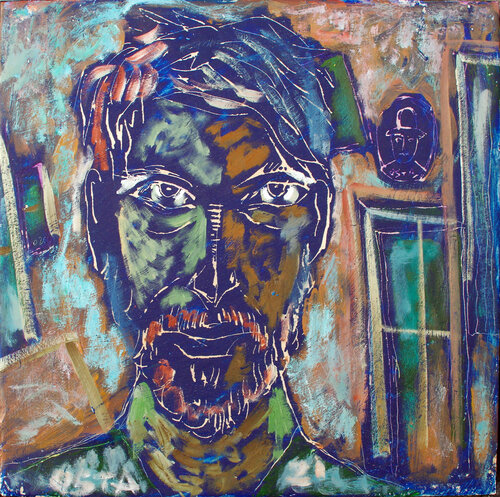 Self Portrait in Studio (Night) di Andrew Osta, Pittura in vendita su Singulart