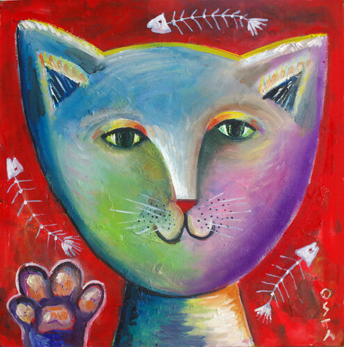Naughty Cat di Andrew Osta, Pittura in vendita su Singulart