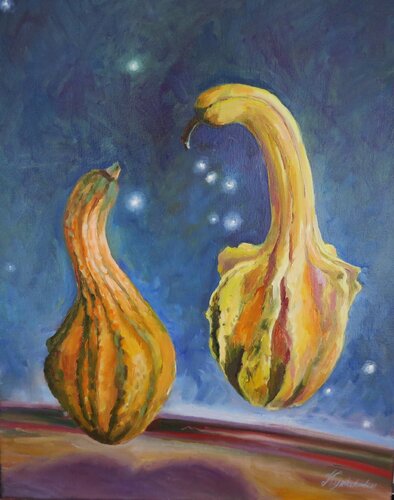 Talkative pumpkins van Tatiana Kyriakidou, Schilderij te koop op Singulart