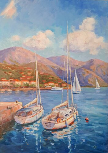 Coastal life van Tatiana Kyriakidou, Schilderij te koop op Singulart