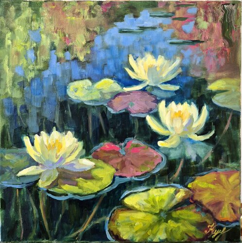 The Water lilies in full bloom by Tatiana Kyriakidou, Painting for Sale on Singulart