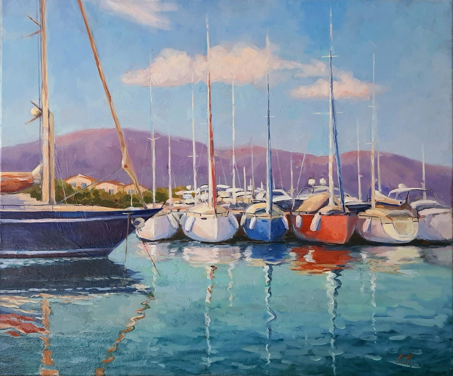Peaceful Marina at rest Tatiana Kyriakidou Originalgemälde zu verkaufen