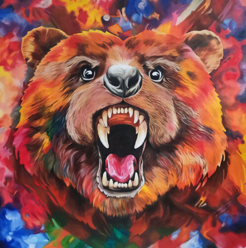 Angry bear by Evgeniya Duvakina, Painting for Sale on Singulart
