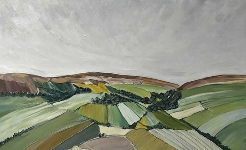 Beautiful green fields by Evgeniya Duvakina, 絵画 for Sale on Singulart