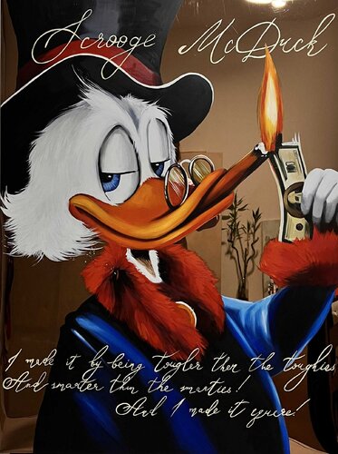 Painting on a Copper Canvas Scrooge's Wealth van Evgeniya Duvakina, Schilderij te koop op Singulart