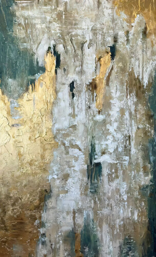 Abstraction of gold and greenery par Evgeniya Duvakina, Peinture en vente sur Singulart
