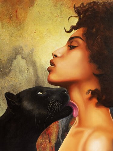 Premium Painting Panthers of Passion von Evgeniya Duvakina, Malerei kaufen auf Singulart