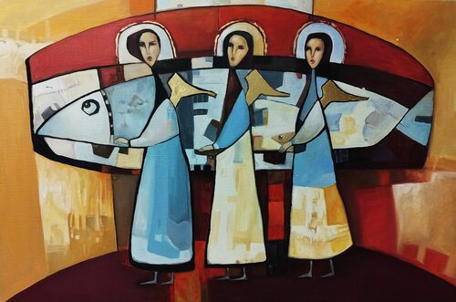 Abstract fantasy of fish and girls Evgeniya Duvakina