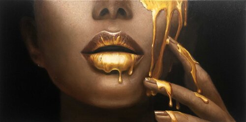 Golden Temptation  luxury painting on canvas par Evgeniya Duvakina, Peinture en vente sur Singulart
