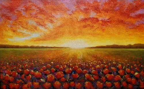 A Sunset Ablaze – A Painting That Warms the Soul von Evgeniya Duvakina, Malerei kaufen auf Singulart
