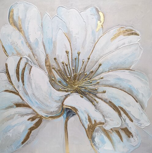 Luxurious Oil Painting with Gold Leaf "Flower of Light" von Evgeniya Duvakina, Malerei kaufen auf Singulart