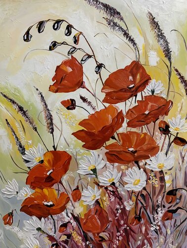 Oil painting "Scarlet Dreams" premium quality, handmade on natural canvas, professional oil paints, gallery stretching, museum level de Evgeniya Duvakina, Pintura a la venta en Singulart
