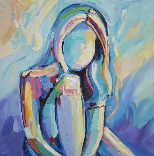 Oil painting “Portrait Without Words” — an original artwork in premium quality, created on natural canvas with gallery stretching. von Evgeniya Duvakina, Malerei kaufen auf Singulart